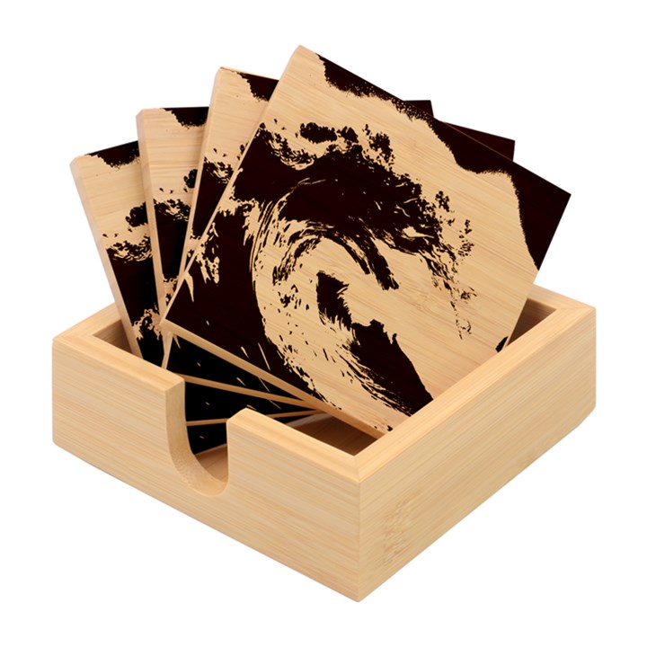 Tsunami Waves Ocean Sea Water Rough Seas 5 Bamboo Coaster Set