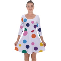 Polka Dot Quarter Sleeve Skater Dress