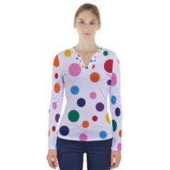 Polka Dot V-neck Long Sleeve Top