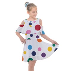 Polka Dot Kids  Shoulder Cutout Chiffon Dress by 8989