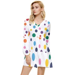 Polka Dot Tiered Long Sleeve Mini Dress by 8989