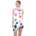 Polka Dot Halter Asymmetric Satin Top View1