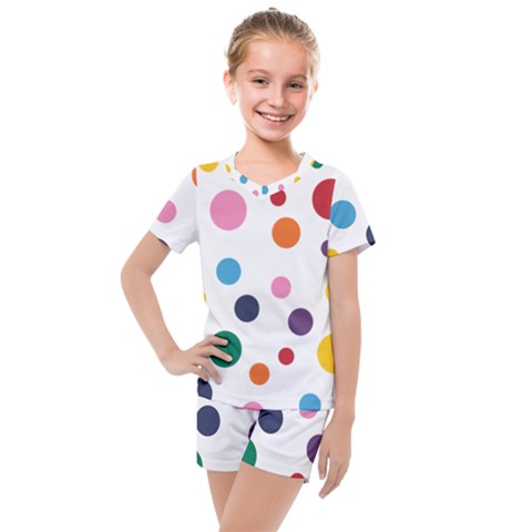 Polka Dot Kids  Mesh Tee And Shorts Set by 8989