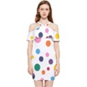 Polka Dot Shoulder Frill Bodycon Summer Dress View1