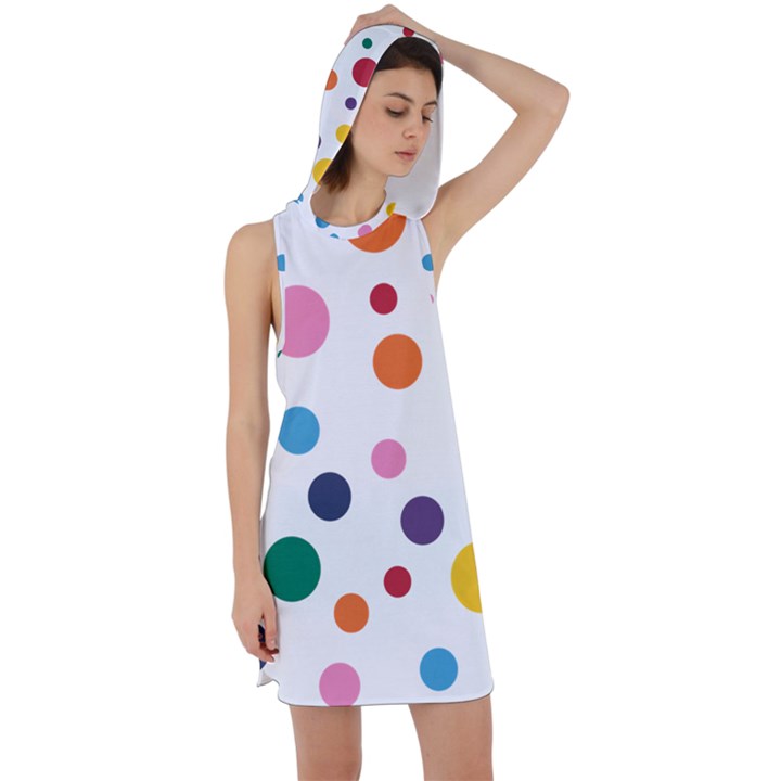 Polka Dot Racer Back Hoodie Dress