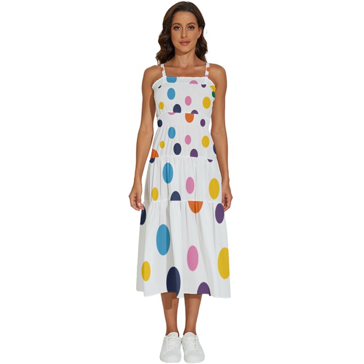 Polka Dot Sleeveless Shoulder Straps Boho Dress