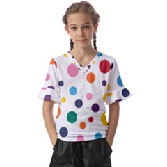 Polka Dot Kids  V-neck Horn Sleeve Blouse