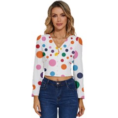 Polka Dot Long Sleeve V-neck Top