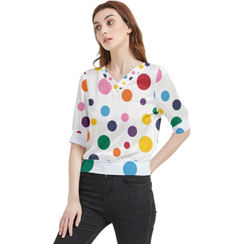 Polka Dot Quarter Sleeve Blouse by 8989