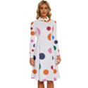 Polka Dot Long Sleeve Shirt Collar A-Line Dress View1