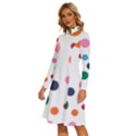 Polka Dot Long Sleeve Shirt Collar A-Line Dress View2