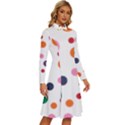 Polka Dot Long Sleeve Shirt Collar A-Line Dress View3