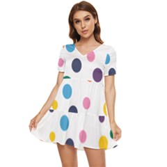 Polka Dot Tiered Short Sleeve Babydoll Dress