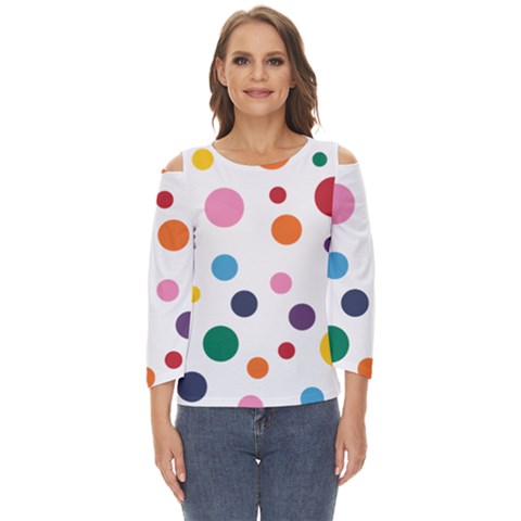 Polka Dot Cut Out Wide Sleeve Top by 8989