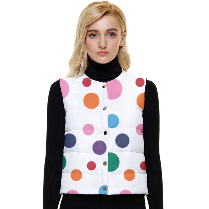 Polka Dot Women s Short Button Up Puffer Vest