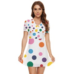 Polka Dot V-neck High Waist Chiffon Mini Dress