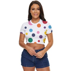 Polka Dot Side Button Cropped Tee by 8989