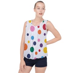 Polka Dot Bubble Hem Chiffon Tank Top by 8989