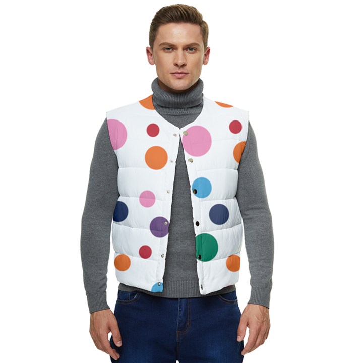 Polka Dot Men s Short Button Up Puffer Vest	