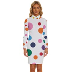 Polka Dot Long Sleeve Shirt Collar Bodycon Dress