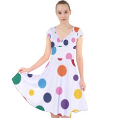 Polka Dot Cap Sleeve Front Wrap Midi Dress by 8989