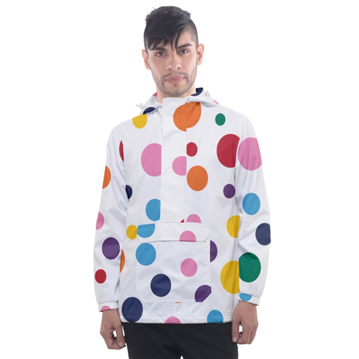 Polka Dot Men s Front Pocket Pullover Windbreaker