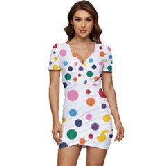 Polka Dot Low Cut Cap Sleeve Mini Dress