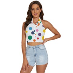 Polka Dot Backless Halter Cami Shirt