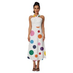 Polka Dot Sleeveless Cross Front Cocktail Midi Chiffon Dress