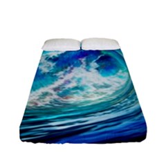 Tsunami Waves Ocean Sea Nautical Nature Water Painting Fitted Sheet (full/ Double Size) by Ravend