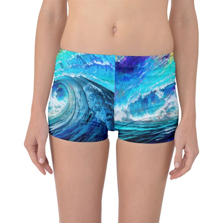 Tsunami Waves Ocean Sea Nautical Nature Water Painting Boyleg Bikini Bottoms