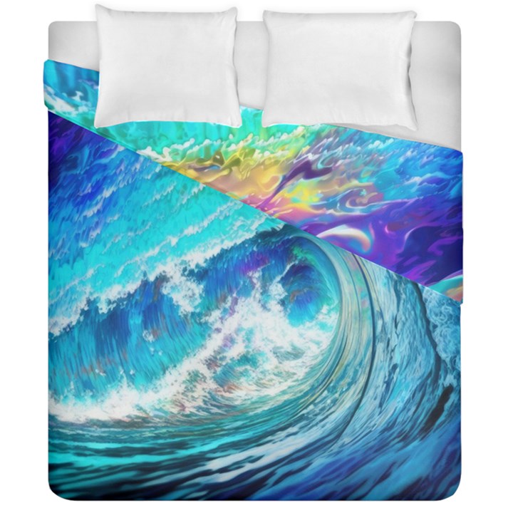 Tsunami Waves Ocean Sea Nautical Nature Water Painting Duvet Cover Double Side (California King Size)