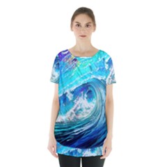 Tsunami Waves Ocean Sea Nautical Nature Water Painting Skirt Hem Sports Top by Ravend