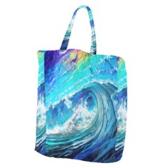 Tsunami Waves Ocean Sea Nautical Nature Water Painting Giant Grocery Tote by Ravend