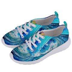 Tsunami Waves Ocean Sea Nautical Nature Water Painting Women s Lightweight Sports Shoes by Ravend