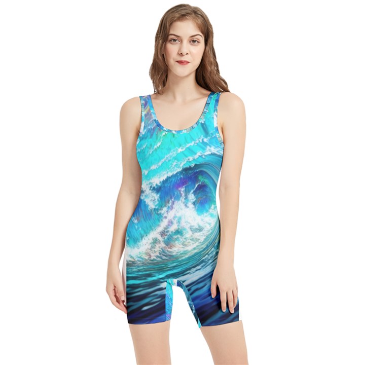 Tsunami Waves Ocean Sea Nautical Nature Water Painting Women s Wrestling Singlet