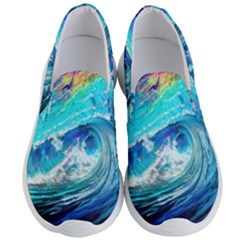 Tsunami Waves Ocean Sea Nautical Nature Water Painting Men s Lightweight Slip Ons by Ravend