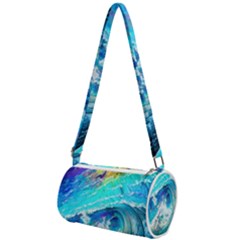 Tsunami Waves Ocean Sea Nautical Nature Water Painting Mini Cylinder Bag by Ravend