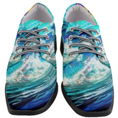 Tsunami Waves Ocean Sea Nautical Nature Water Painting Women Heeled Oxford Shoes by Ravend