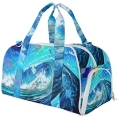 Tsunami Waves Ocean Sea Nautical Nature Water Painting Burner Gym Duffel Bag by Ravend