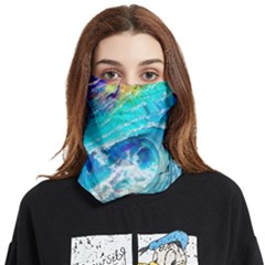 Tsunami Waves Ocean Sea Nautical Nature Water Painting Face Covering Bandana (two Sides) by Ravend