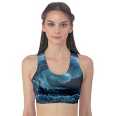 Tsunami Waves Ocean Sea Water Rough Seas 4 Sports Bra by Ravend