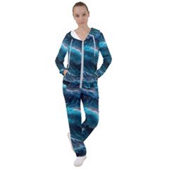 Tsunami Waves Ocean Sea Water Rough Seas 4 Women s Tracksuit by Ravend