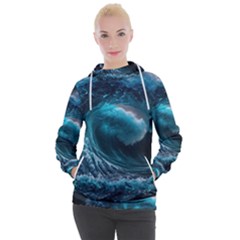 Tsunami Waves Ocean Sea Water Rough Seas 4 Women s Hooded Pullover by Ravend