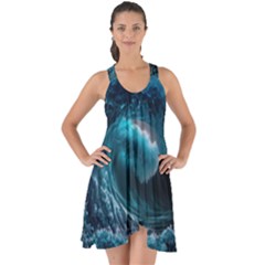 Tsunami Waves Ocean Sea Water Rough Seas 4 Show Some Back Chiffon Dress by Ravend