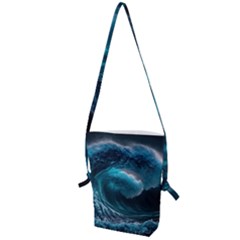 Tsunami Waves Ocean Sea Water Rough Seas 4 Folding Shoulder Bag by Ravend