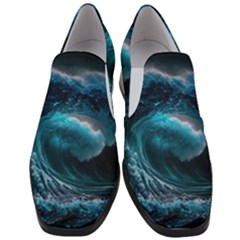 Tsunami Waves Ocean Sea Water Rough Seas 4 Women Slip On Heel Loafers by Ravend