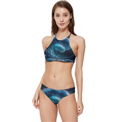 Tsunami Waves Ocean Sea Water Rough Seas 4 Banded Triangle Bikini Set by Ravend