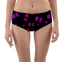 Wine Wine Bottles Background Graphic Reversible Mid-waist Bikini Bottoms by Ravend