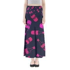 Wine Wine Bottles Background Graphic Full Length Maxi Skirt by Ravend